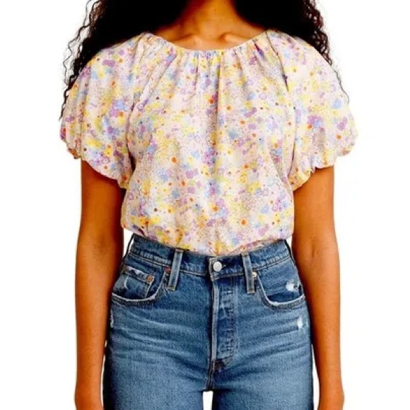 Levi’s Floral Puff Short Sleeve Blouse - Picture 1 of 8